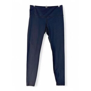 Vimmia Leggings Large Black Yoga Athleisure USA Made Stretch Diamond Stripe